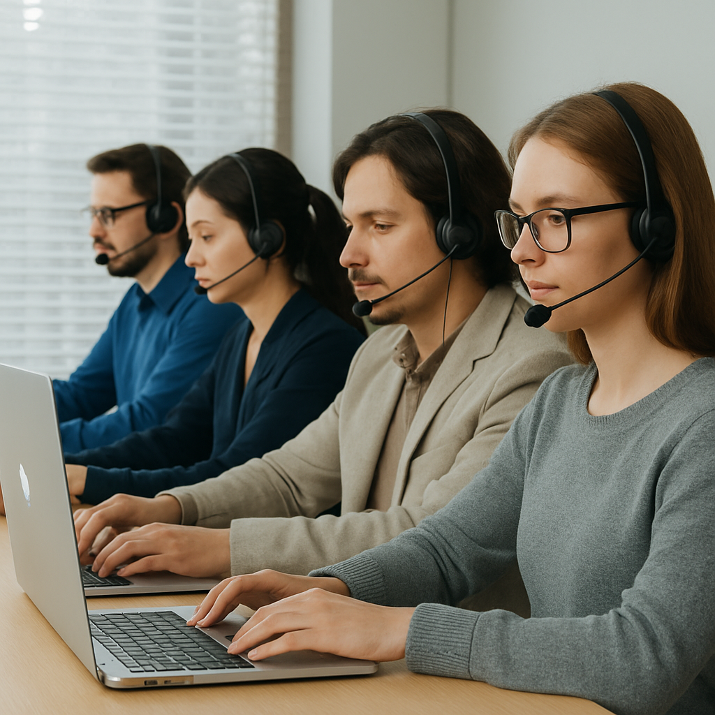 A committed team of professionals working in a modern office